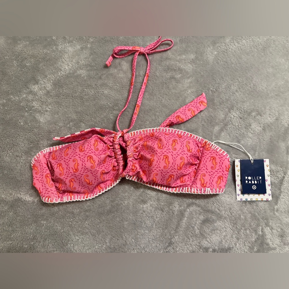 NWT Roller Rabbit x Target Pink Seahorse Print Reversible Bandeau Bikini Top - M